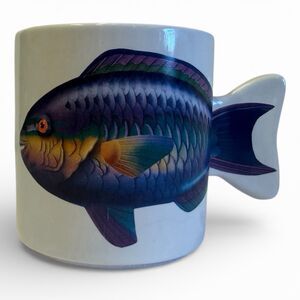 Parrotfish Handle Mug Sculpted Fish Tail Coffee Cup Vintage 1992 Salamander 🐟